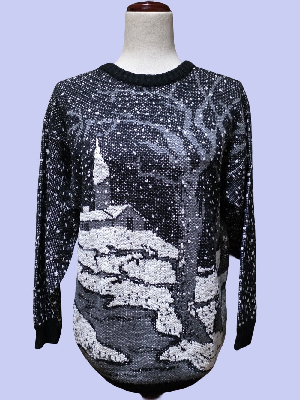 Vintage Margules Monochrome Winter Graphic Knit Crewneck Sweater